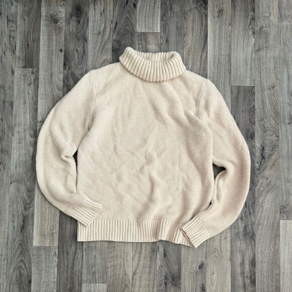 J. Crew tan brown heavy knit merino wool blend turtleneck sweater - Picture 2 of 6